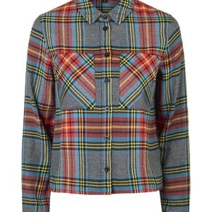 Topshop Flannel Crop Top Size 6